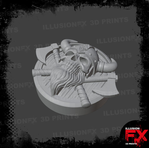 viking skull shield grey