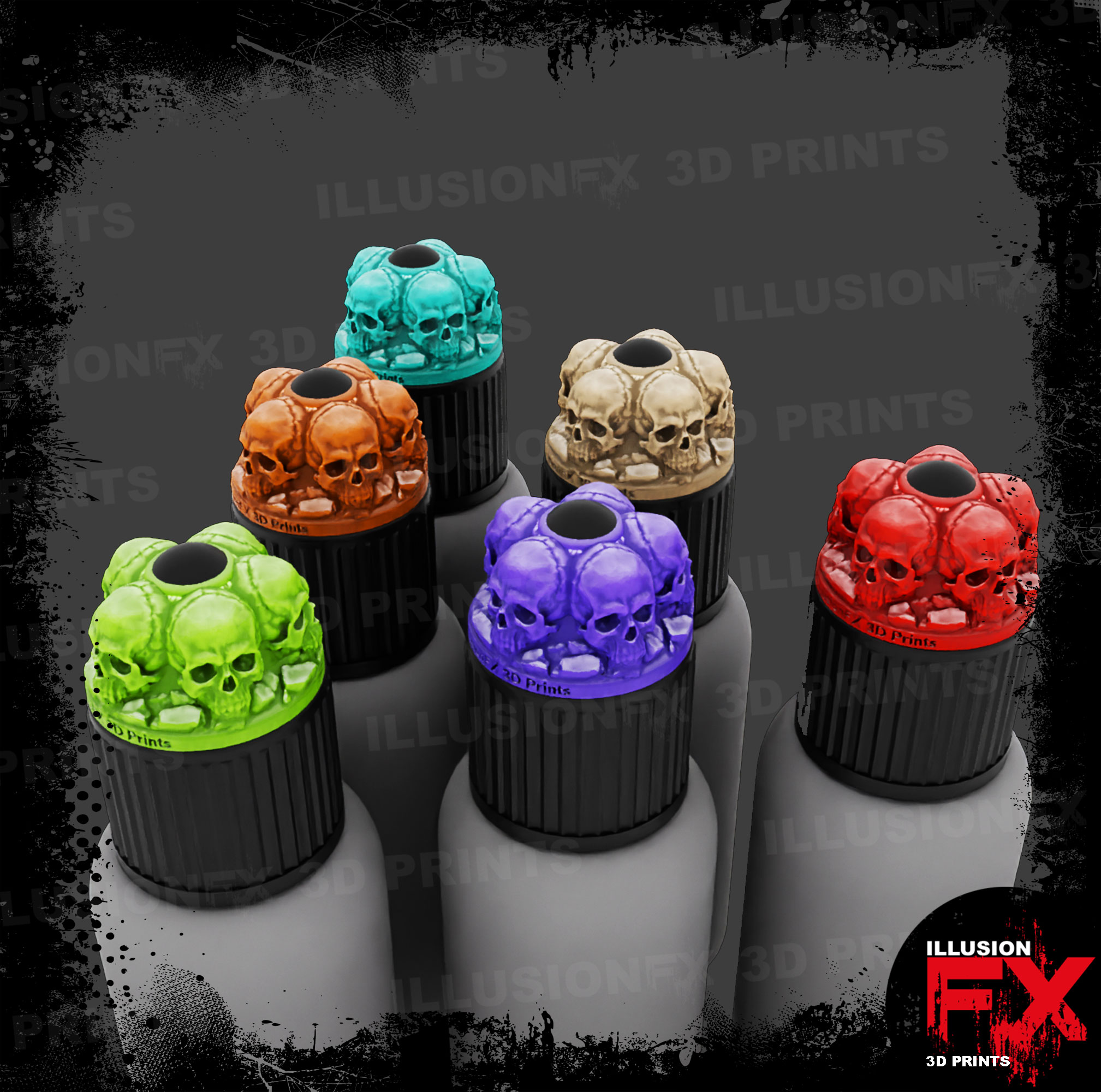 Skull Head Ring Cap Toppers - for Two Thin Coats (2TC) Bottles skull rings2