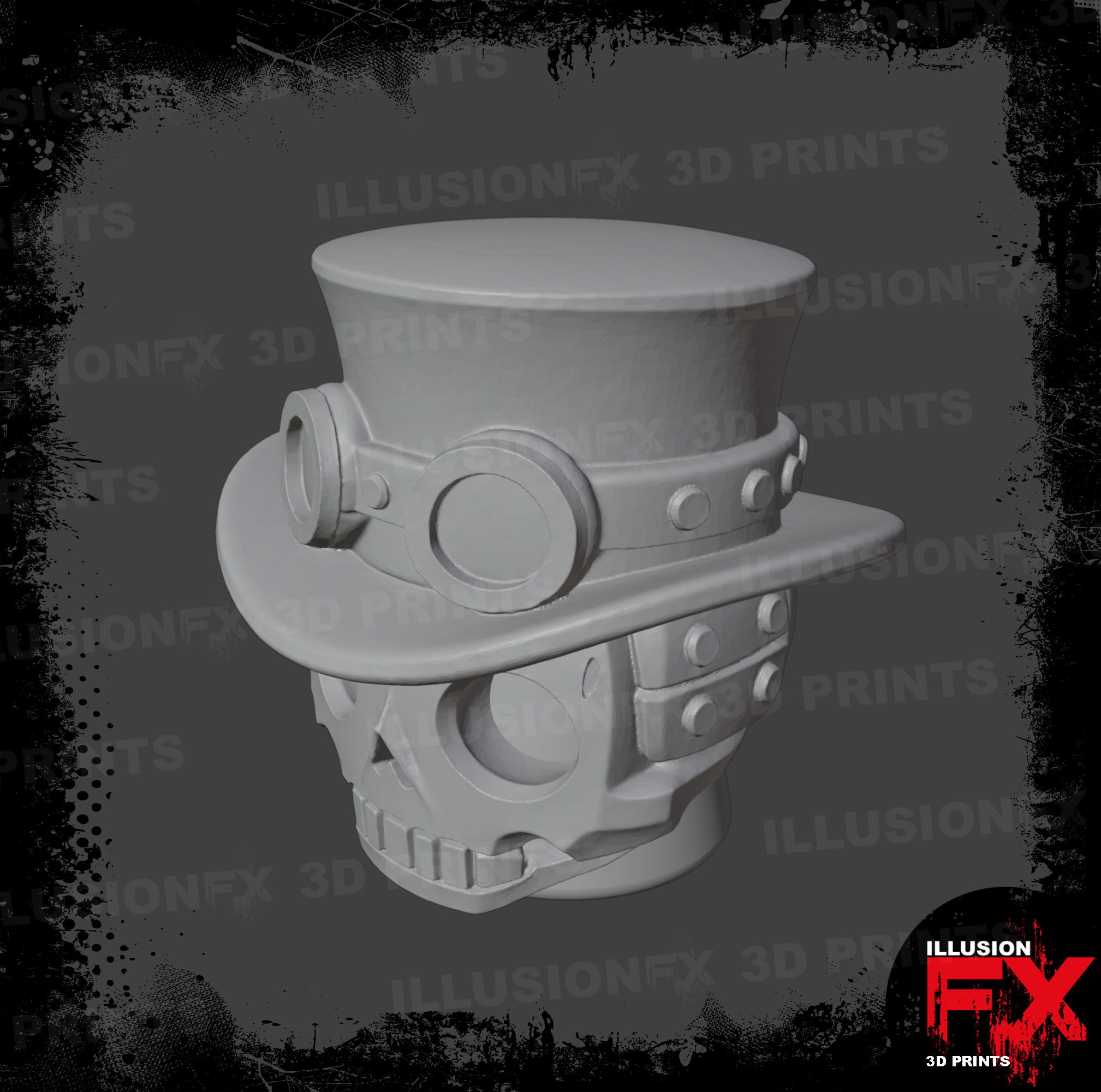 cyberpunk skeleton head grey