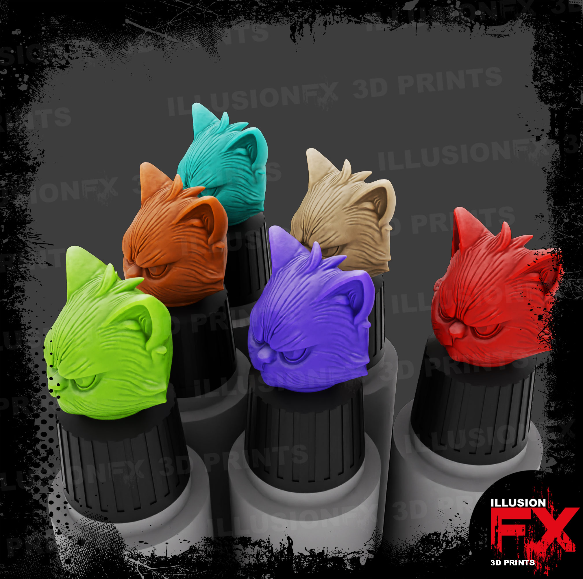 Moody Cat Cap Toppers (Large Size) moody cat head