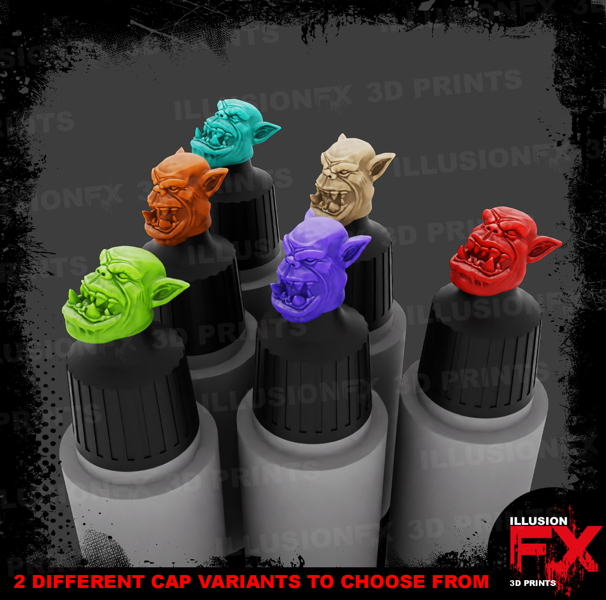Ork Head Cap Toppers (Micro Size) ork head mine mix
