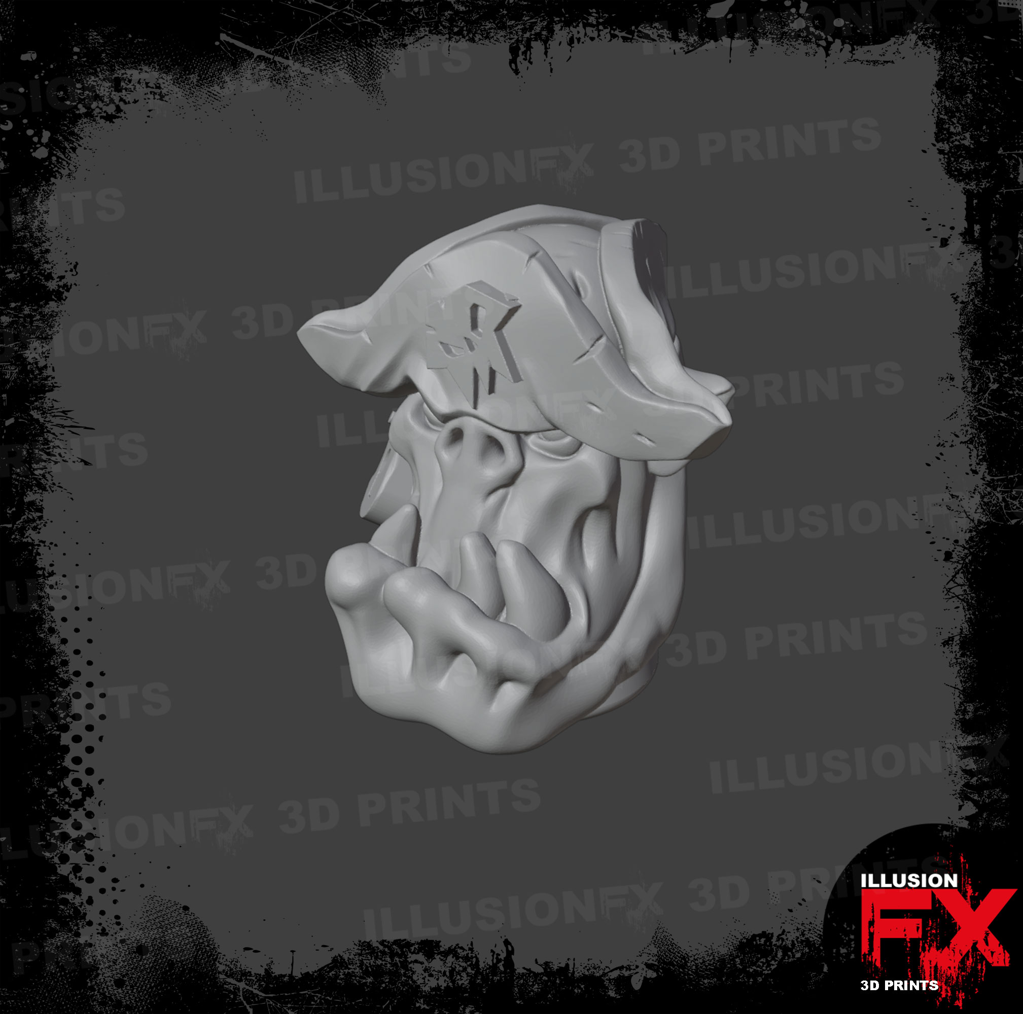 ork pirate head grey